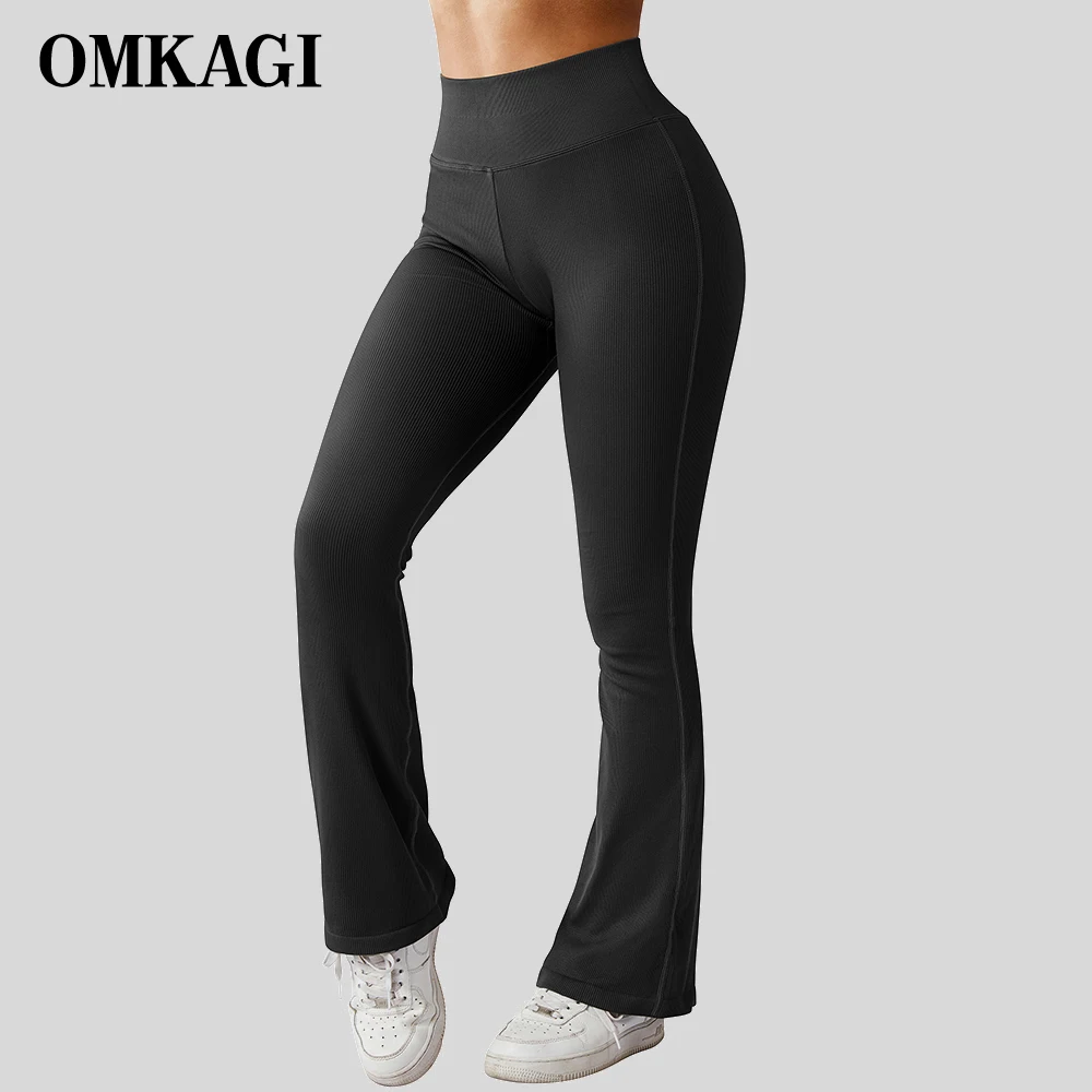 

Женские леггинсы в рубчик OMKAGI, бесшовные леггинсы-клеш, спортивные Леггинсы для тренировок, женская повседневная одежда, леггинсы для спортзала