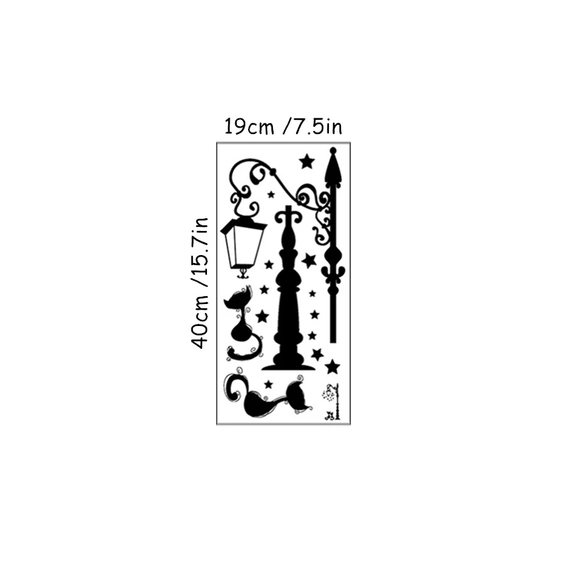 

3D наклейки на стену "Ретро уличный фонарь, милый черный кот", пара
