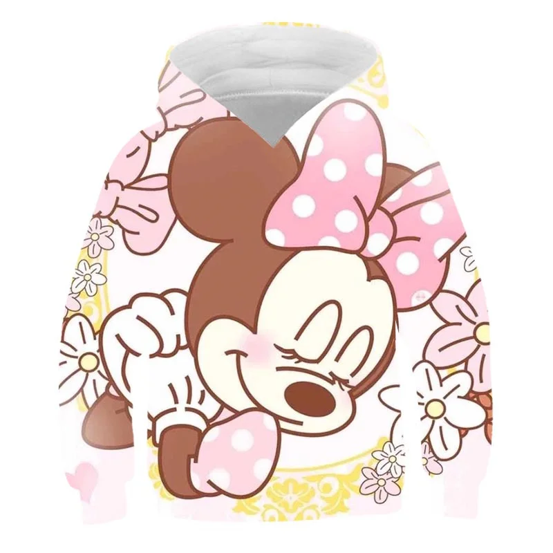 

6 Month-10 Years Old Mickey Minnie Sweatshirts Autumn And Spring Long Sleeve Hooded Tops Clothes Girls Disney Hoodies Costumes