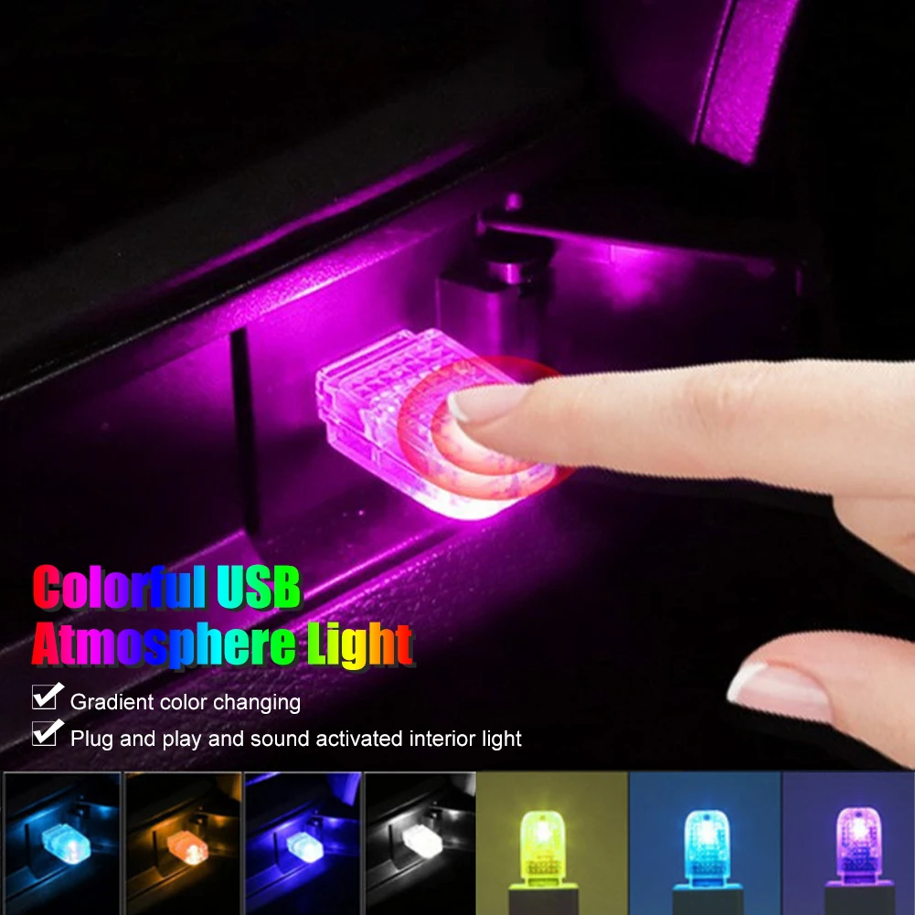 

Car Mini USB LED Ambient Light Decorative Atmosphere Lamps Car USB Interior Light Sound Activated Led Neon Light Auto Accessorie