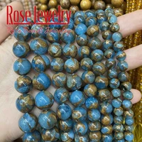 natural stone blue cloisonne beads round loose stone beads for jewelry making diy charms bracelet accessories 15 4 6 8 10 12mm
