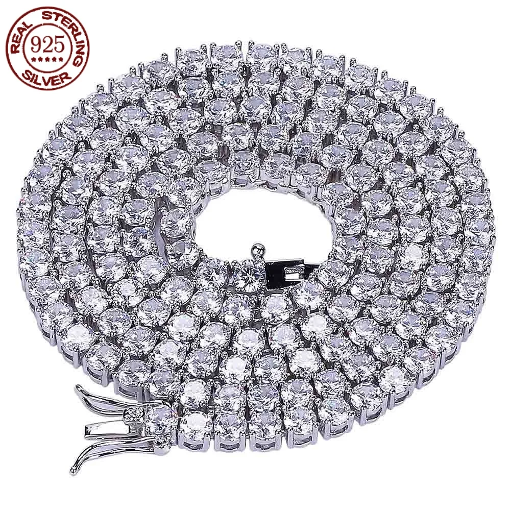 Цепочка из серебра 925 пробы с фианитами 3/4/5/6 мм