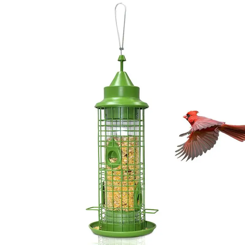 

Green Outdoor Hanging Bird Feeder Metal Mesh Wild Bird Peanut Seed Nut Feeder Hanger Bird Supplies Standing Feeder