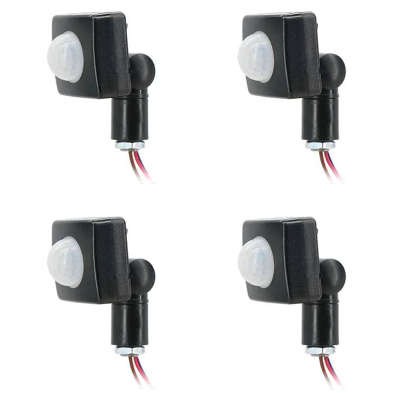 

4X 220V Mini Human Body Infrared Sensor Infrared Body Sensor Switch LED Flood Light PIR Motion Sensor Adjustable Black