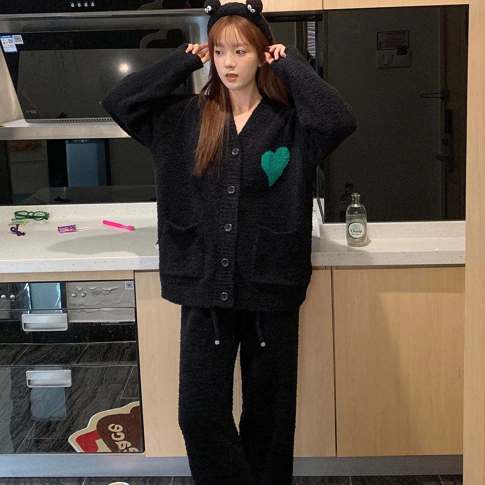 2024 высококачественный женский пижамный комплект полубархатная зимняя одежда