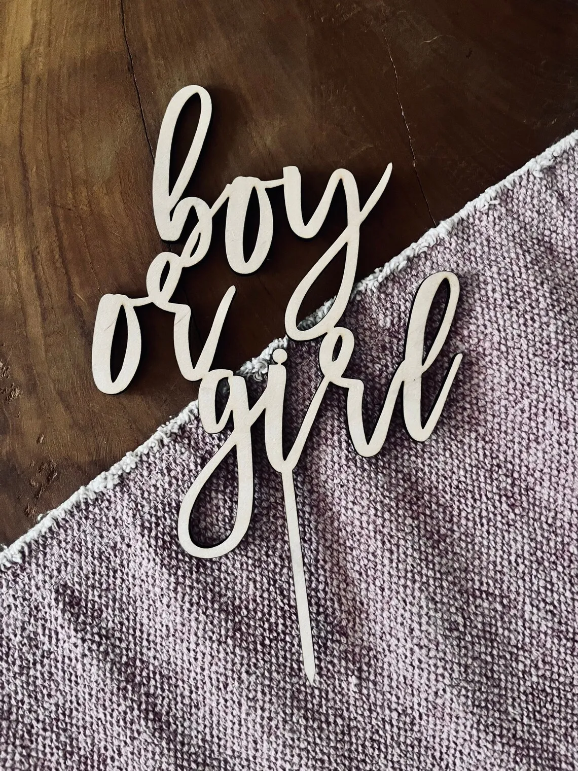 

Boy or Girl Baby Reveal|Baby Shower Topper|Baby Cake decoration|Gender Reveal Cake Topper Wooden Cake Plug Boy or Girl