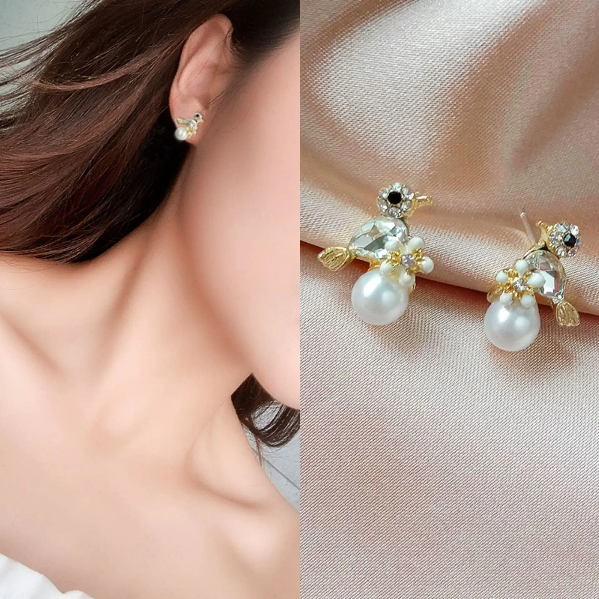 

Simple Pearl Tassel Earring S925 Silver Needle Compact Bird Piercing Earrings For Women Delicate OL High-grade Pendiente Jewelry