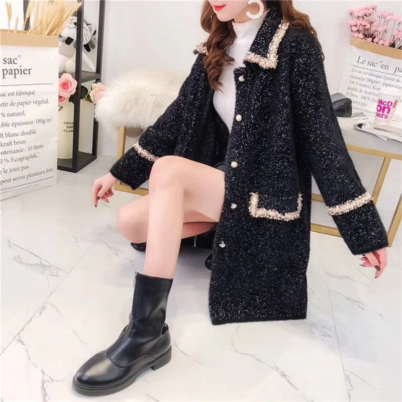 Женское бархатное пальто Xiaoxiangfeng средней длины из искусственной норки новый