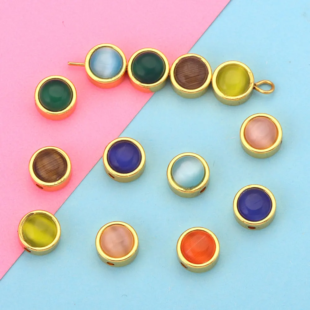 5 шт., бусины из натурального камня, из нержавеющей стали