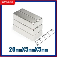 510203050100pcs 20x5x5 block powerful strong magnetic magnets n35 neodymium magnet sheet 20x5x5mm permanent magnet 2055