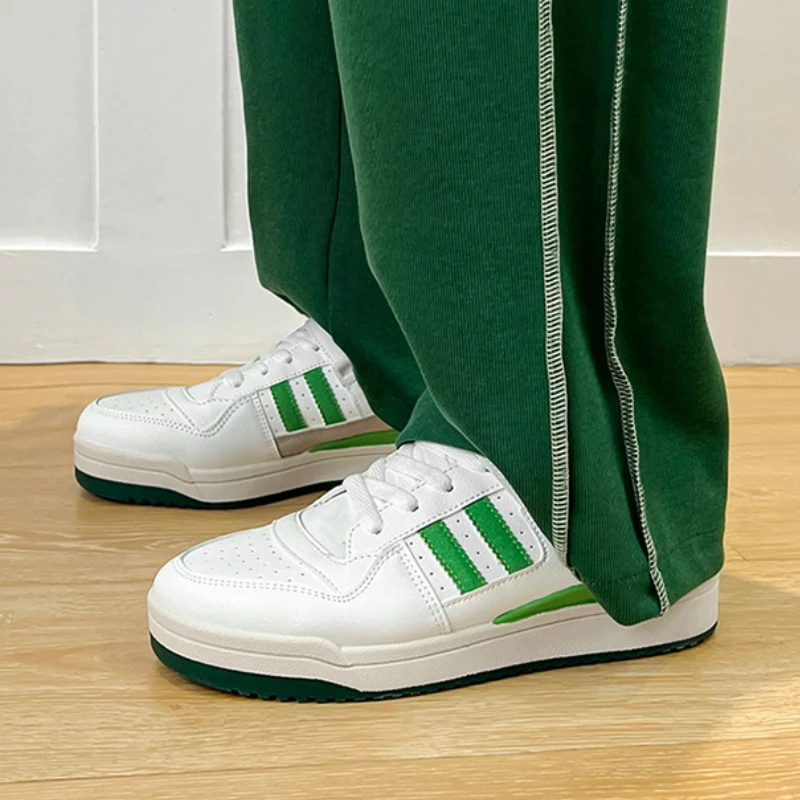 

Summer Men's PU Leather Casual Shoes Breathable Thick Sole Velcro Dexun Men's Shoes Sports Casual All-match Mens White Shoes