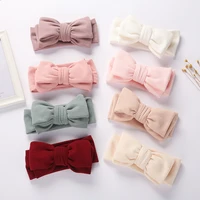solid ribbed turban headband hair bow tie hairbands topknot handmade fashion kids headwraps double layers toddler accessories