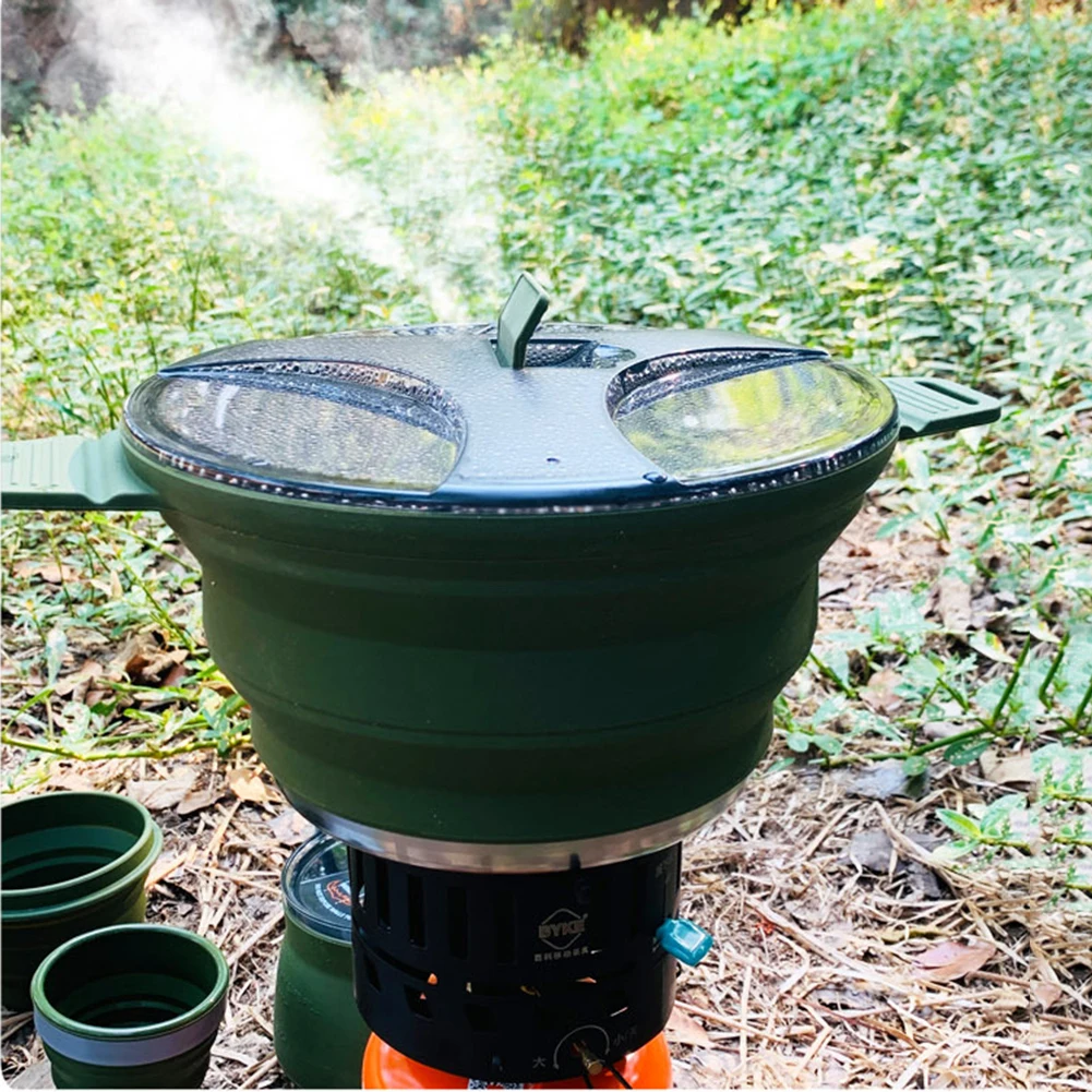 

Foldable Portable Collapsible Cooker Pot with Handle Camping Teapot for Outdoor Fishing for Hiking Backpacking for Picnic Travel