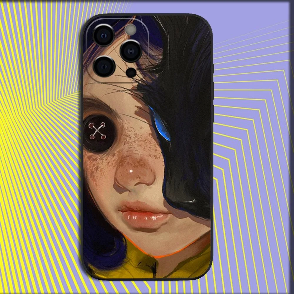 Чехол для телефона с рисунком ужасов C-Cora_lineS iPhone 16 15 14 13 12 11 Pro X XS Max XR Plus Mini Soft Black Cover