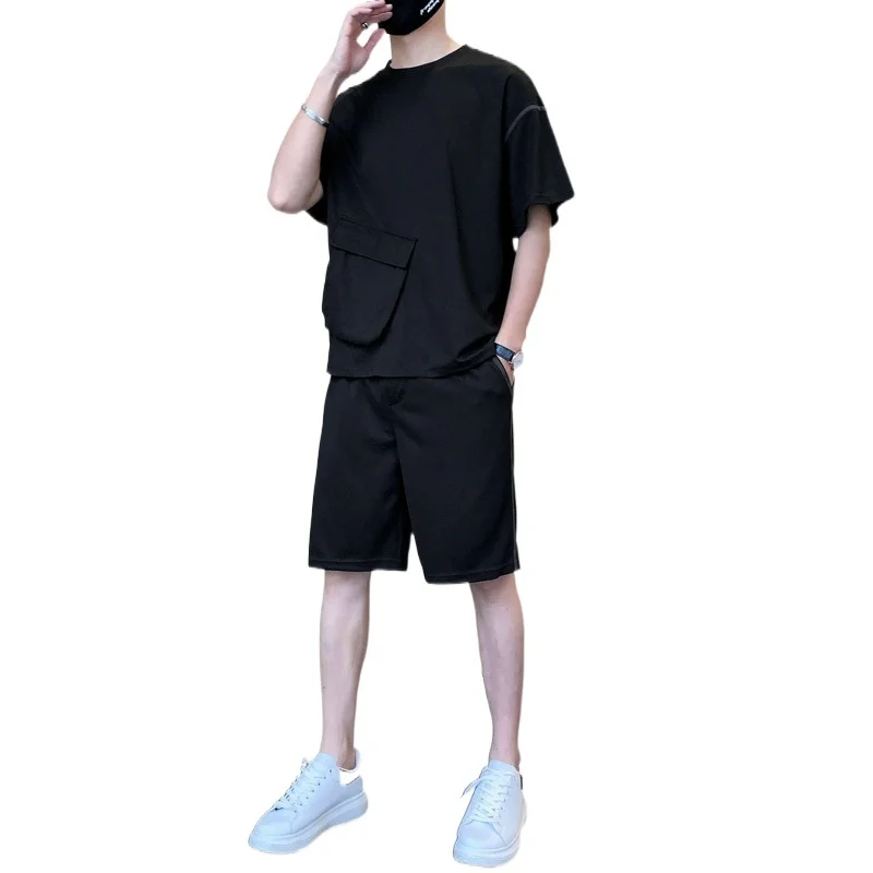 

2022 Youth Fashion Junior New Style Half Sleeve Summer Ice Silk Short Sleeved T-shirt Men's Casual men track Suit gym sapka hat