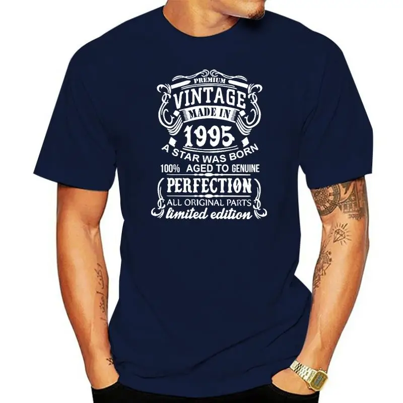 

Винтажные мужские футболки, сделанные в 1995 году, модные футболки с коротким рукавом, футболка для подарка на день рождения 27 лет, хлопковые ф...