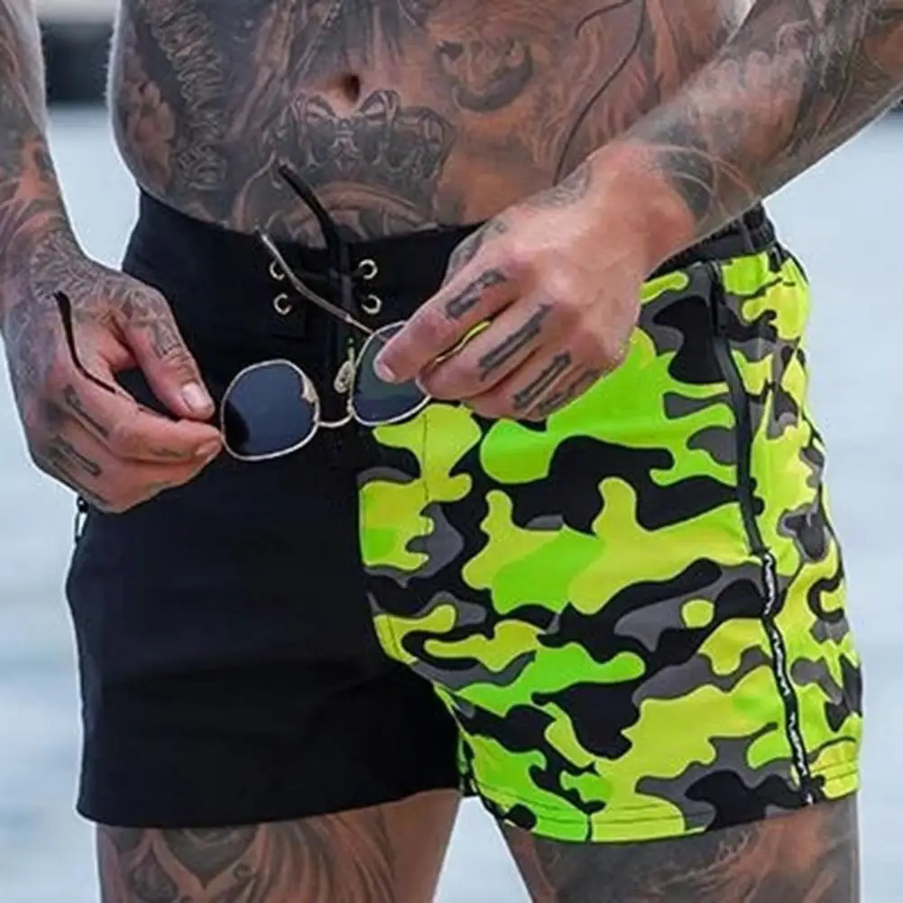 Шорты мужские для бега с регулируемым шнурком пляжные камуфляжным принтом на