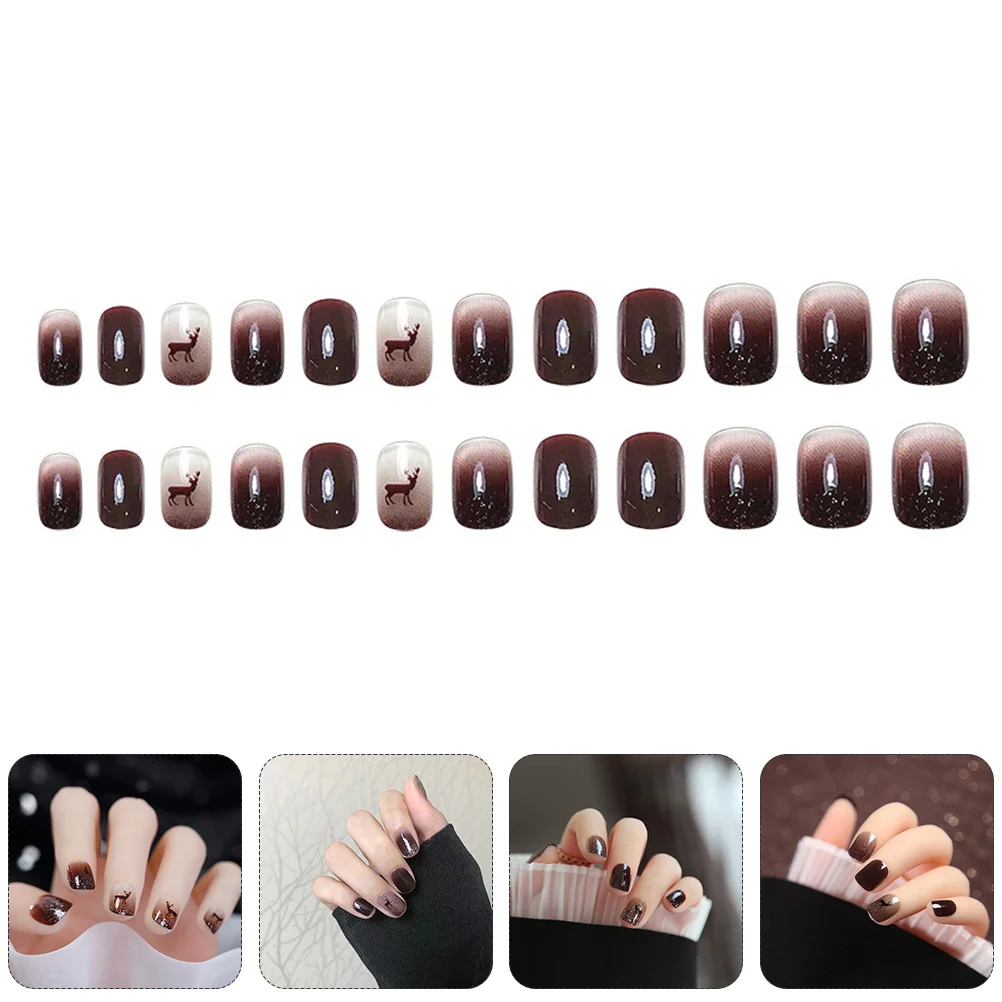 

72pcs Christmas False Nails Tips Fashion Christmas Party Nail Supplies