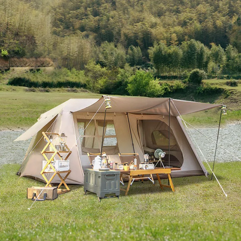 

Family Rrip Big Tent HJumping Outdoor Camping Equipment Portable Automatic Sunscreen 2 Bedrooms 1 Living Room Wilderness Cabin