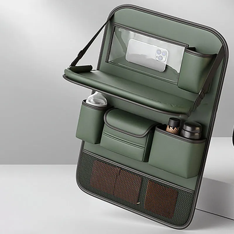 

Органайзер на заднее сиденье автомобиля со складным лотком для планшета из искусственной кожи, автомобильный органайзер для хранения, защитные чехлы на заднее сиденье, противоударные коврики для интерьера