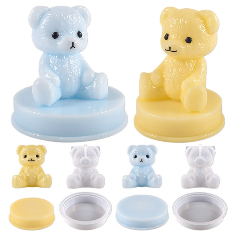 

Cartoon 3D Smiley Bear Silicone Candle Mold Animal Soap Resin Plaster Mold Ice Cube Chocolate Baking Set Home Desktop Decor Gift