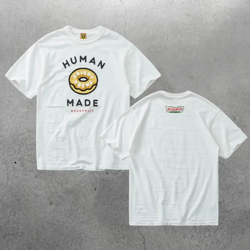 

Summer Human Made Donut Letter Print T-Shirt Cartoon Bamboo Cotton Short Sleeve Casual Loose Men Women T-Shirt Pro Choice