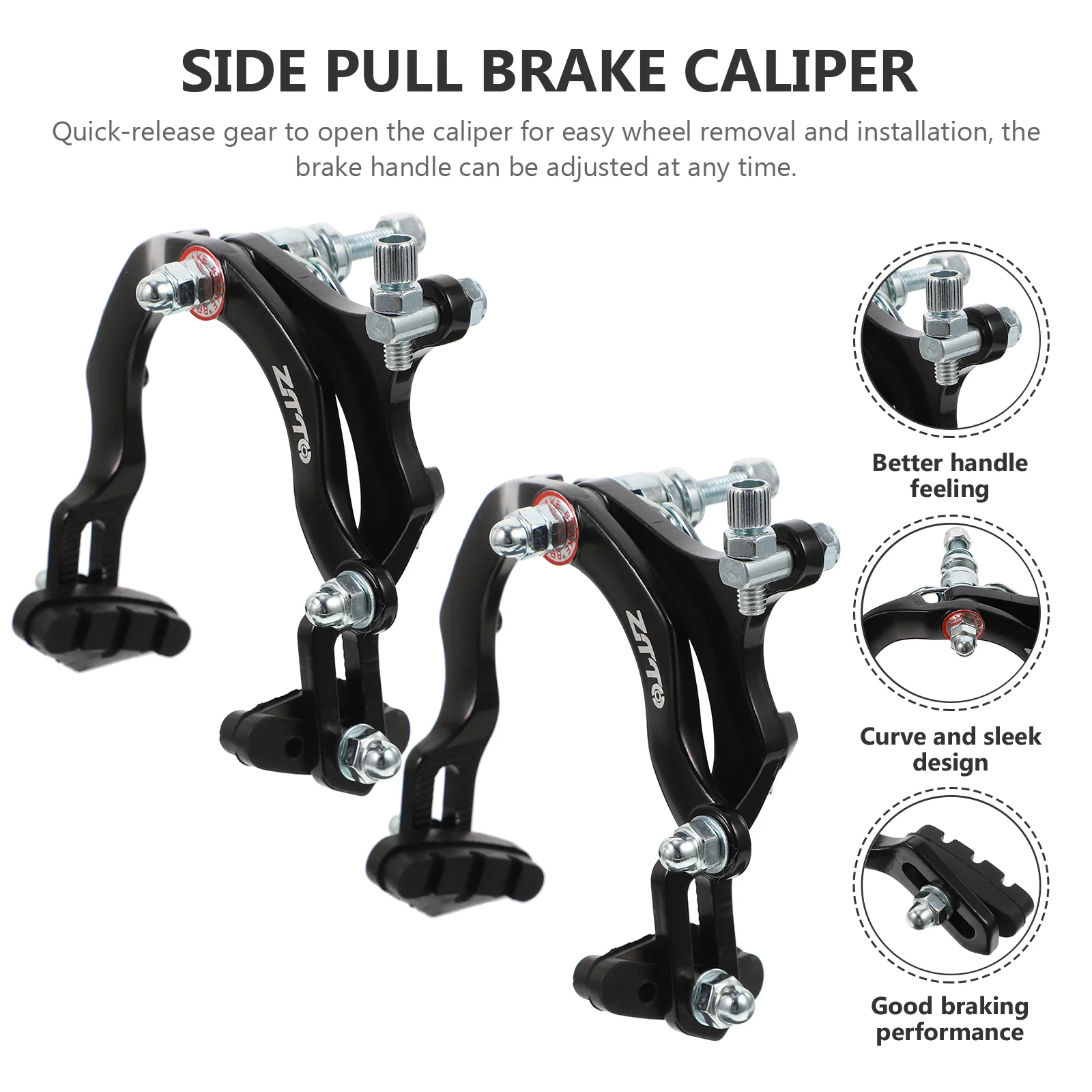 

1 пара штангенциркуль тормоза с боковым натяжением для дорожного велосипеда, штангенциркуль тормозной колодки, длинный штангенциркуль с-образным зажимом (черный)