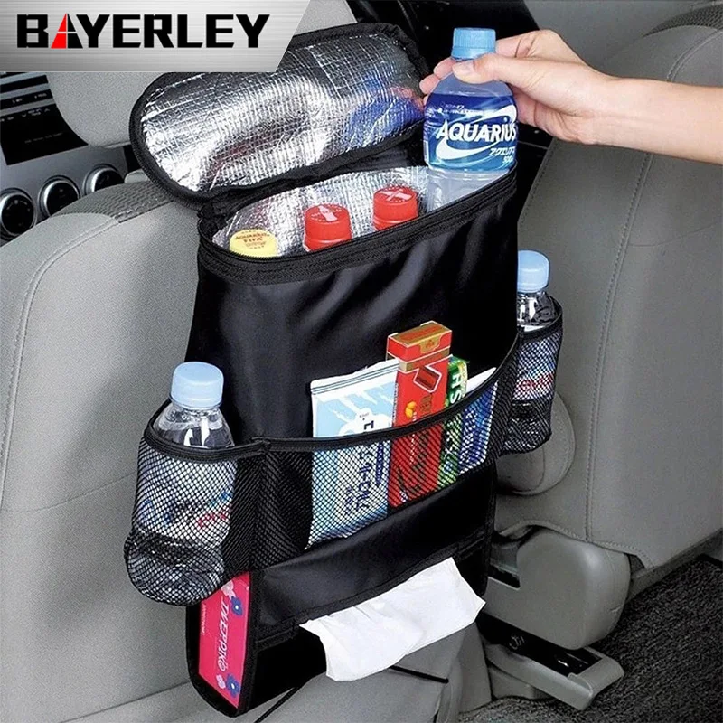 

Car Seat Back Hanging Bag Organizer Multi-pocket Insulated Food Water Storage Mesh Bag Container Car Stowing Tidying Bags