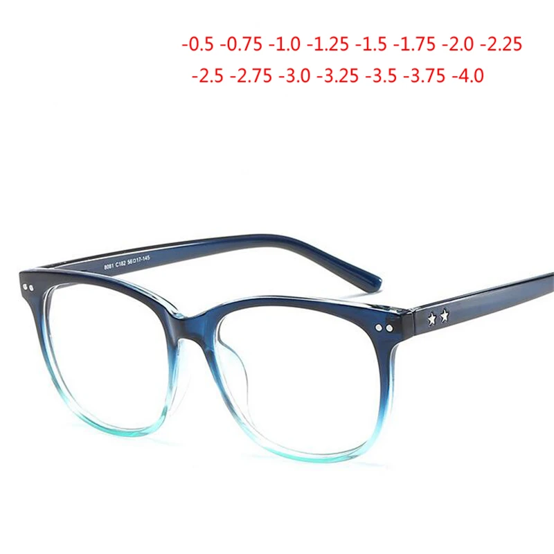 

-0.5 -0.75 -1.0 To -4.0 Retro Rivet Finished Myopia Glasses For Women Men Square Frame 1.56 Aspherical Prescription Eyeglasses
