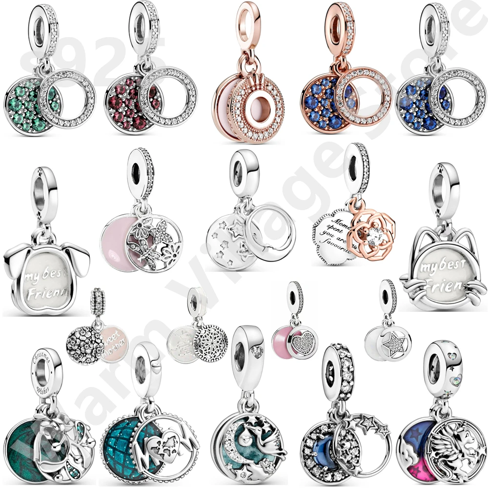 

Ladies Flower Pendant Four-leaf Clover Heart Charm Compatible Original Charm Bracelet Sterling Silver Handmade Jewelry Novelty