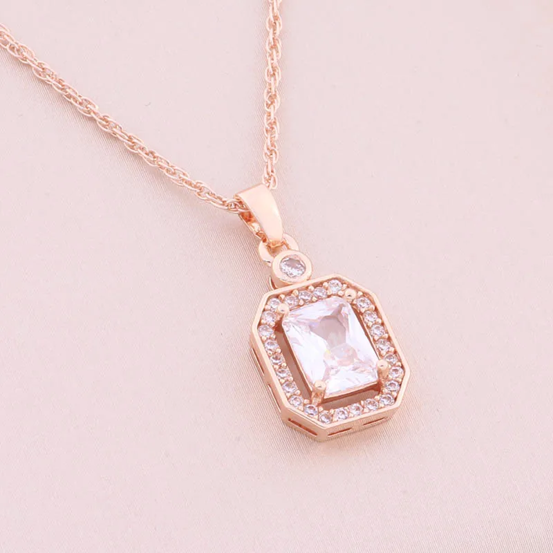 Новый модный квадратный кулон и ожерелье из натурального циркона для женщин цвет