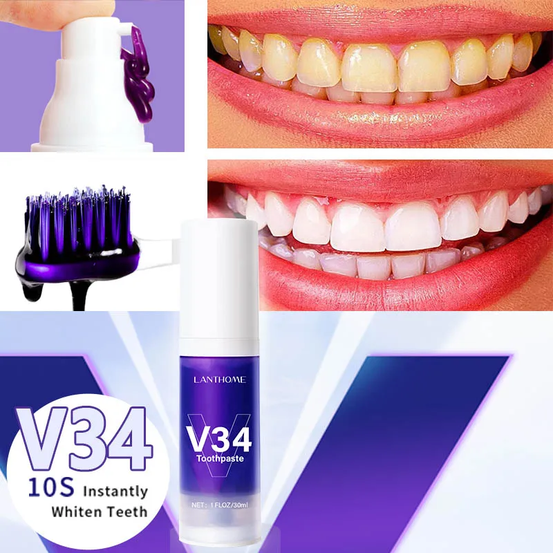 

V34 Colour Corrector Teeth Whitening Repair Toothpaste Oral Cavity Cleaning Care Tooth Stain Remover Mouth Whitening Toothpaste