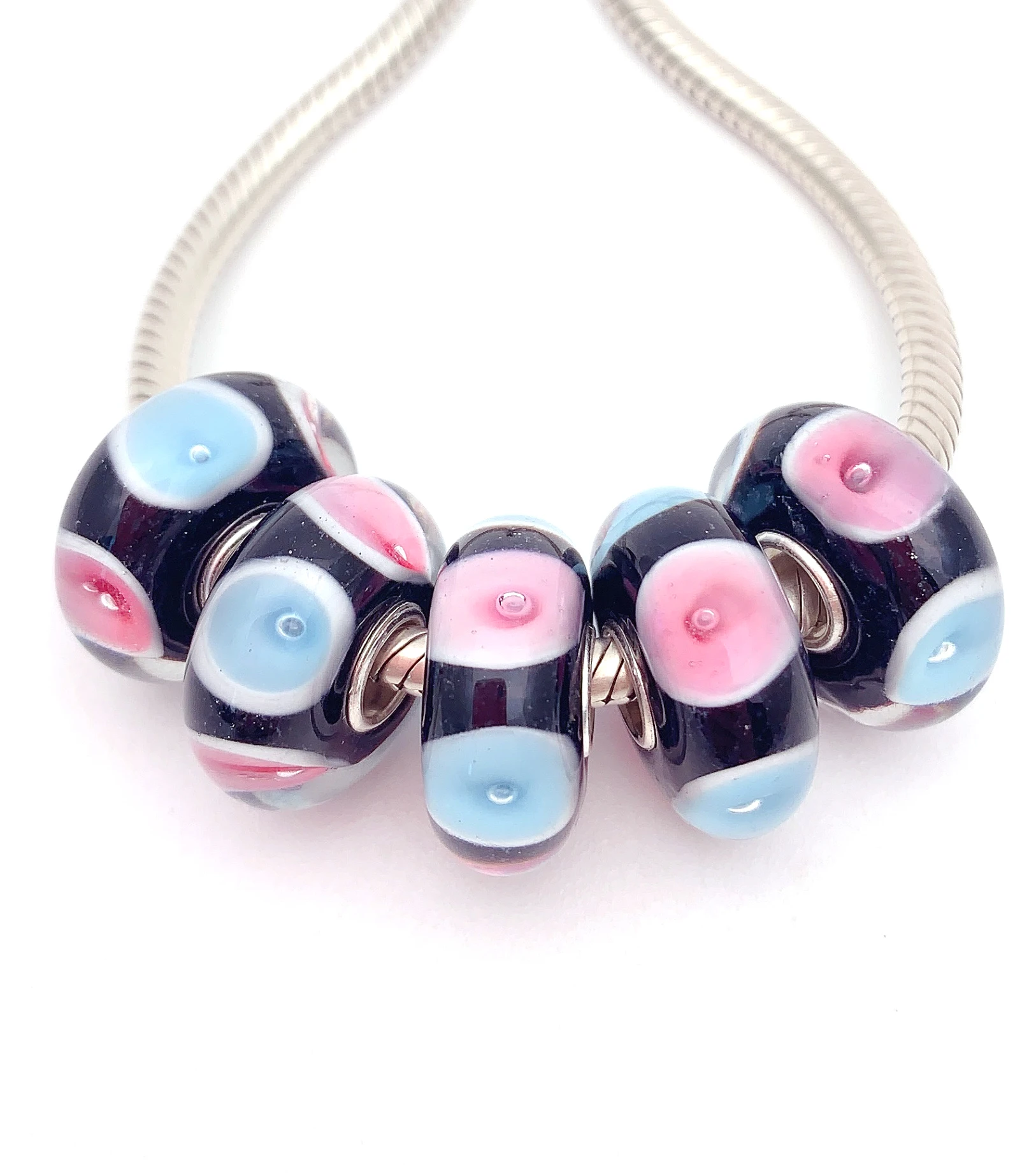 

XHYG115 5X 100% Authenticity S925 Sterling Silver Beads Murano GlassBeads Fit European Charms Bracelet Diy Jewelry Lampwork