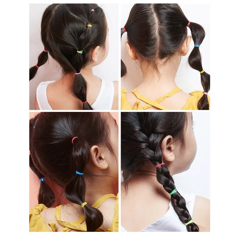 

500pcs Small Rubber Black Hair Ring Band Children Strong Pull Keep Tying Ponytail Holder Female Elastic Hair Bands