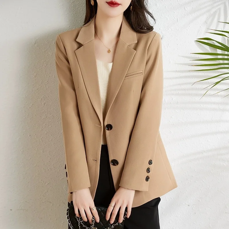 

Женский Повседневный костюм, куртка в стиле ретро с английским воротником и карманами, весна-осень 2022, модная Свободная Женская Деловая оде...