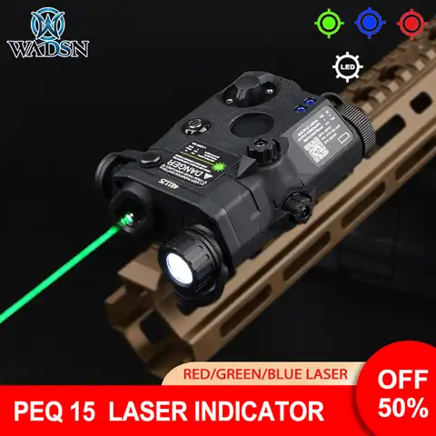 WADSN PEQ-15 красный зеленый синий точечный лазерный прицел Белый светодиодный подсветка для оружия свет стробоскоп Охота AR15 винтовка страйкбол...