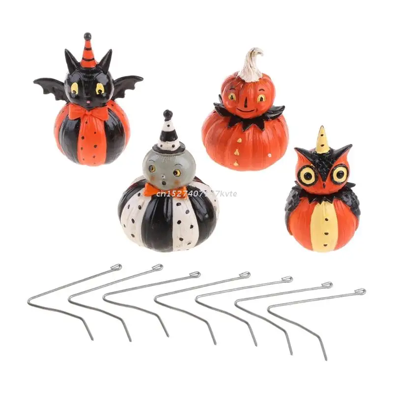 

Фигурка из смолы на Хэллоуин, 1 комплект, милая призрачная Тыква для кошки, художественные поделки, декор для осенней коллекции, тематически...