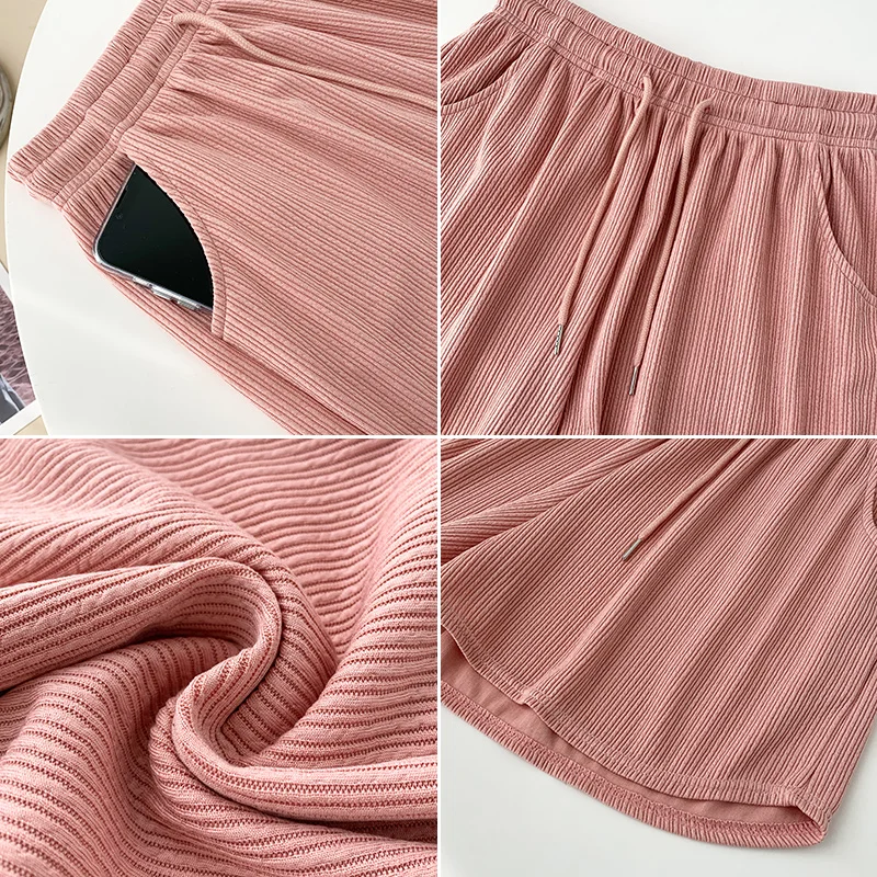 New Fashion Women'S Summer Thin Slim Loose Waist Versatile Casual Ice Silk Shorts Wide Leg Sports 3-Point Pants Female Trend