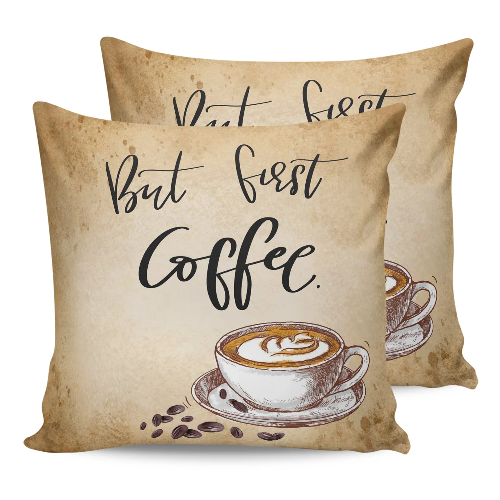 

2PC Pillowcase Coffee Coffee Beans Retro Sofa Cushion Cover Bedding Dakimakura Pillow Cover House Home Decorative Pillow Cases