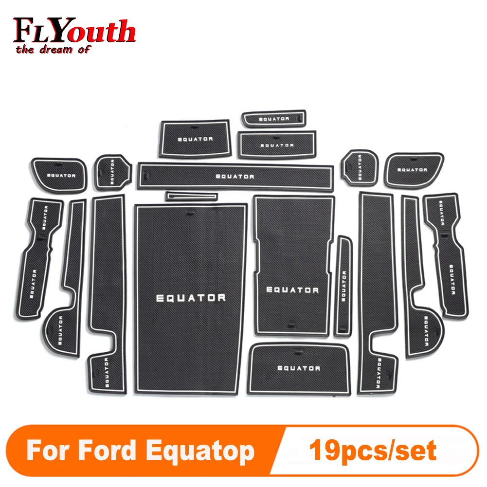 

19pcs/set Car Door Groove Mat For Ford Equatop Auto Anti-Slip Cup Mat Non Slip Door Gate Pad Car Accessories