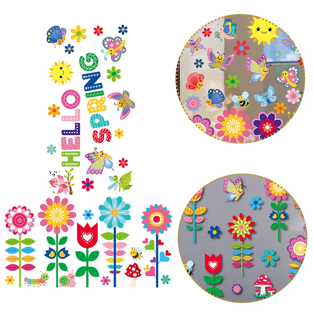 

Window Spring Clings Stickers Decals Wall Decorations Home Static Cling Easter Flower Decor Pvc Privacy Film New Treatments Year