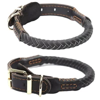 large dog collar leather eight strand braided leather collar for a dog real leather collar big braided dog leather collar