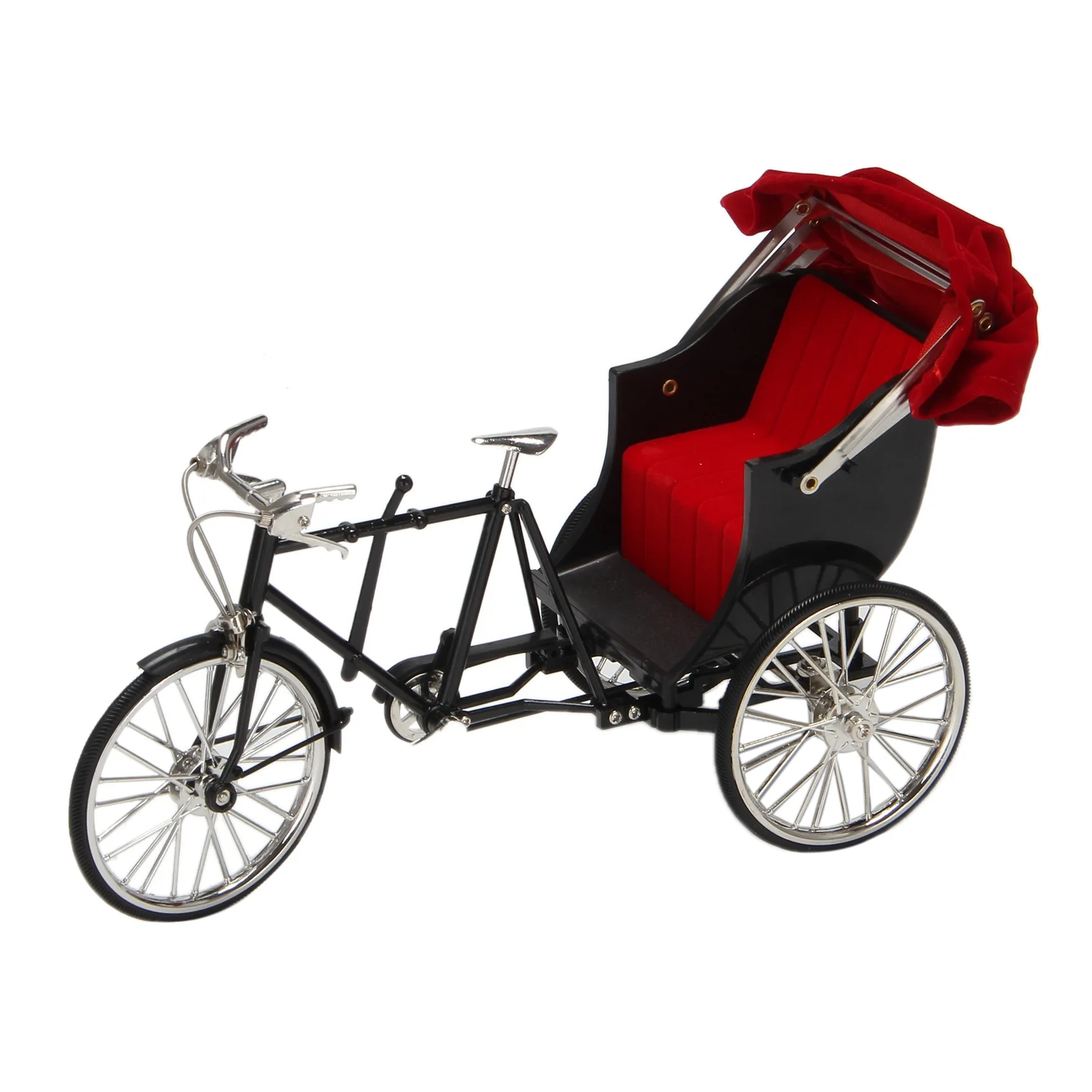 

1:10 Old Shanghai Alloy Three-Wheel Diecast Rickshaw Bicycle Model Toy Simulation Retro Metal Rickshaw Giftsbirthday