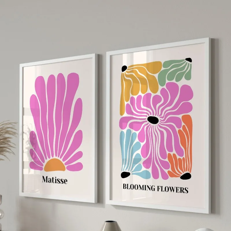 Цветной абстрактный постер Бохо С ботаническими цветами Картина на холсте