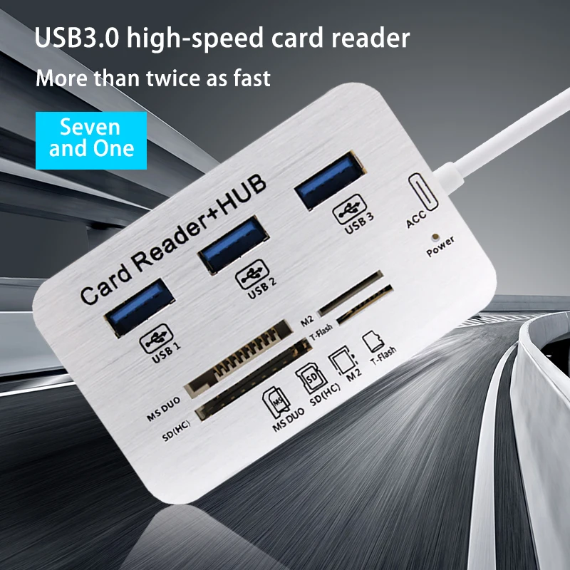 USB Hub 3.0 Splitter USB  Hub 2.0 TF SD Card Reader All In One 7 Port SD Reader Slot USB  Hub 3.0 For PC Computer Accessories