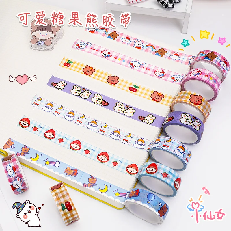 

Cartoon Cute Bear Washi Tape Sweet Girl Diary Planner Album DIY Decoration Stickers Masking Tape Scrapbooking Kawaii Stationery