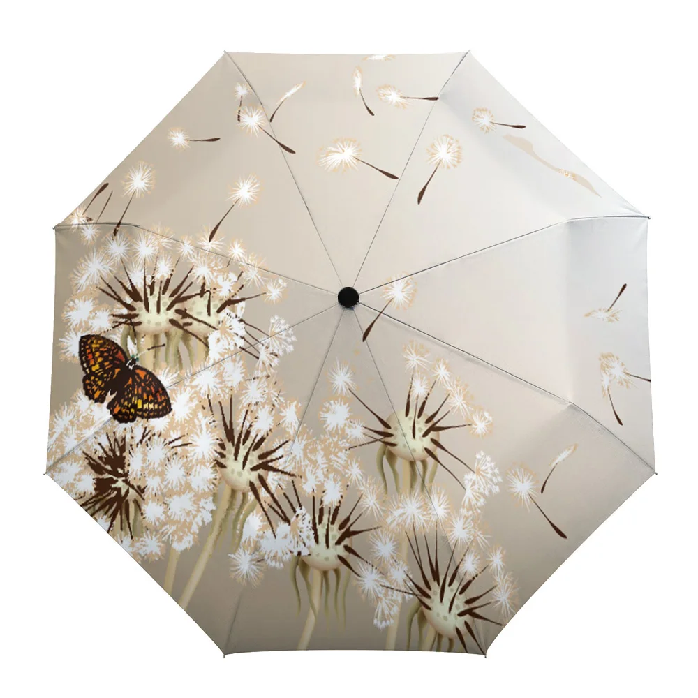 

Dandelion Butterfly Flower Summer Umbrella for Outdoor Fully-automatic Folding Eight Strands Umbrellas for Kids Printed Umbrella