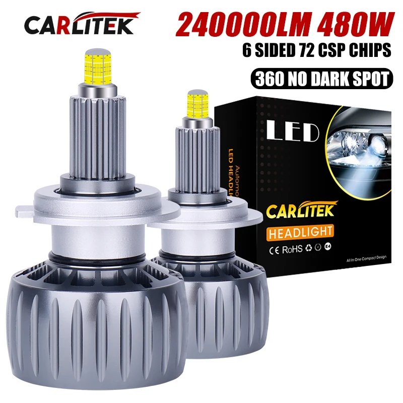 

360 H7 светодиодные лампы 240000LM H8 H11 9005 Hb3 9006 Hb4 9012 Hir2 светодиодные противотуманные фары автомобильные фары 6000K 480W 12V 6-сторонние 72 CSP