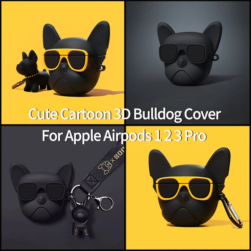 

Cartoon 3D Bulldog Cover For Apple Airpods 3 2 1 Pro Case Silicone Earphone Shell For Airpods Pro Case Cool Dog Keychain funda 3