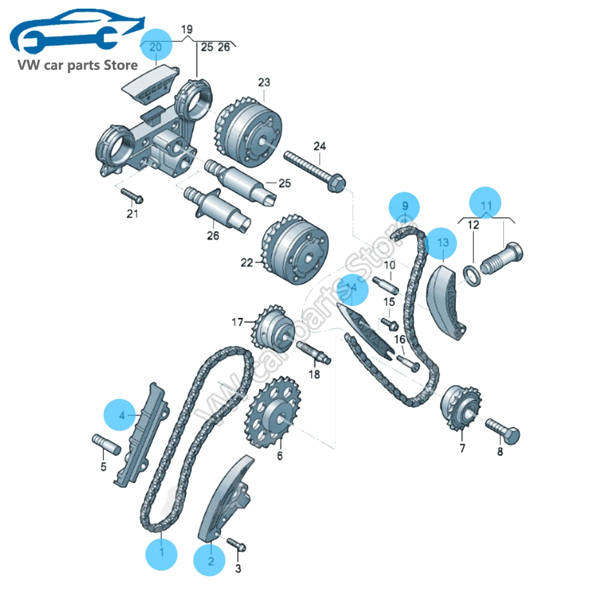 Комплект цепи ГРМ 03H 109503 109465 109507 109513 Б 03Х 109509 А 021109469 021109467 066109514 A для Phaeton Touareg Q7 TT CC